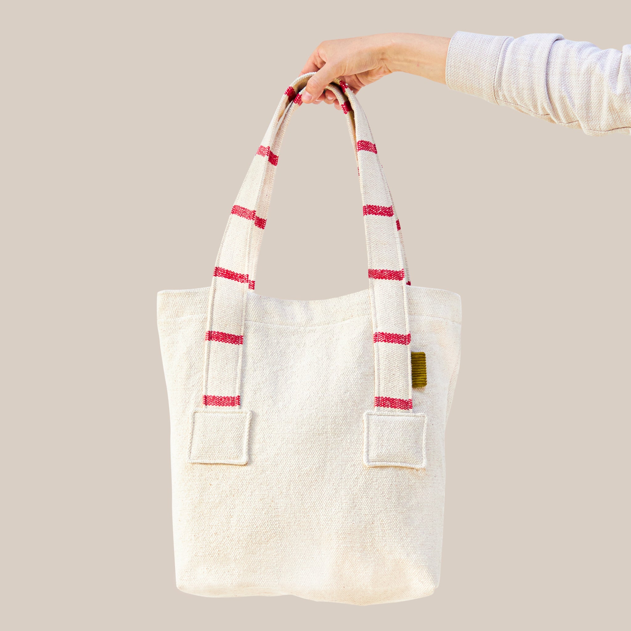 Heavy weight Cotton Tote Red Stripes
